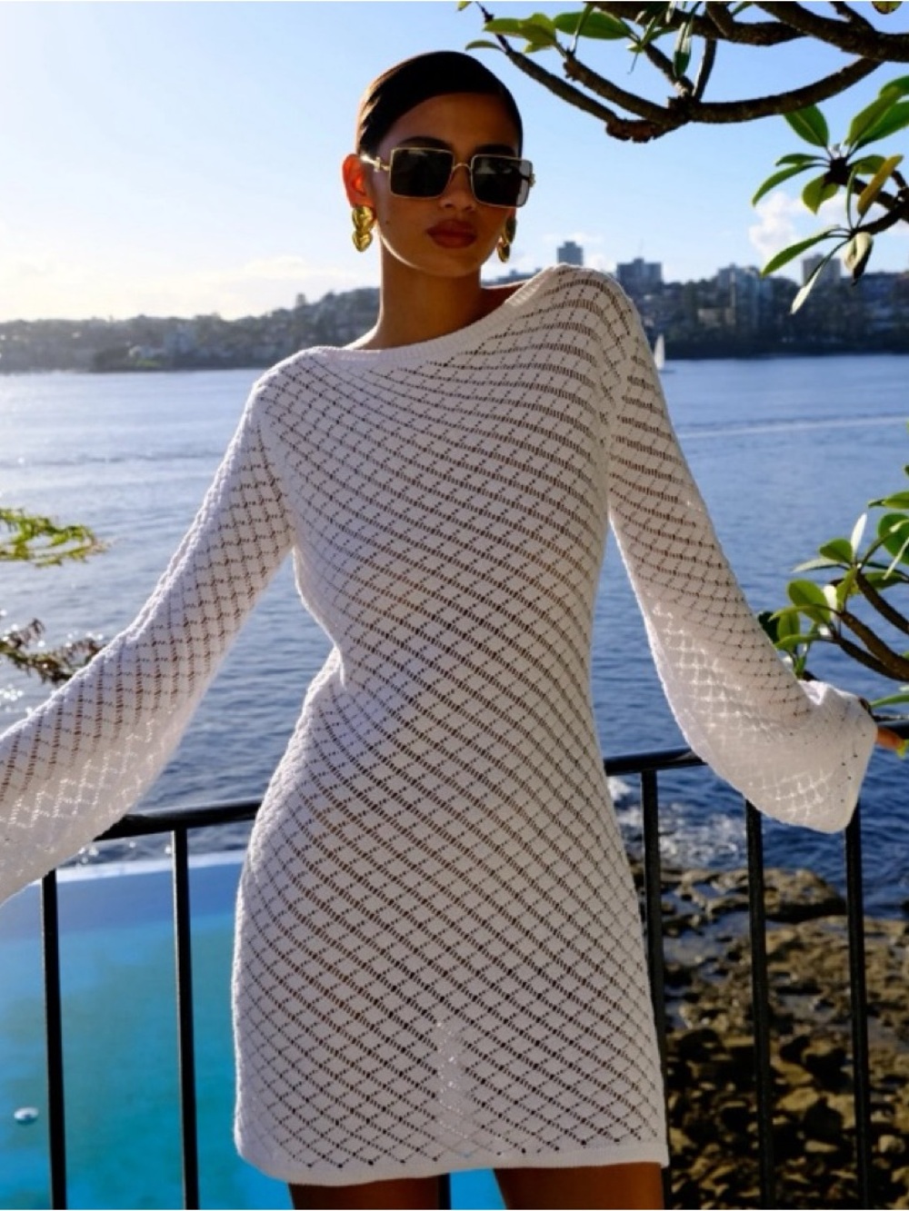 Meshki Galilea White Knit Mini Dress